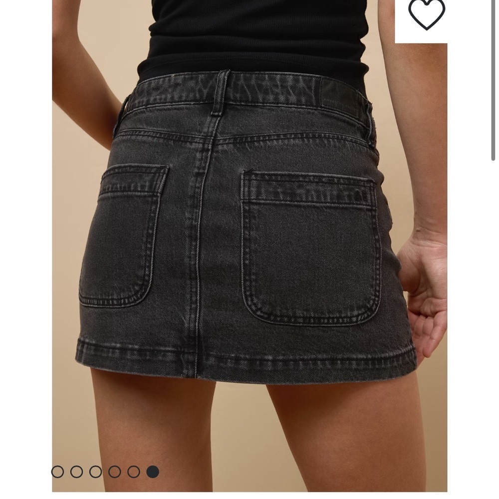 NWT AE Stretch Low-Rise A-Line Denim Cargo Mini Skirt 8 - Picture 3 of 10